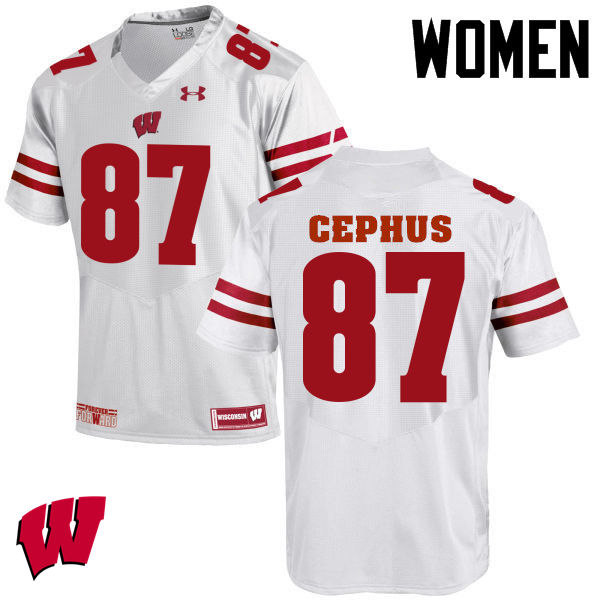 Wisconsin Badgers Women's #87 Quintez Cephus NCAA Under Armour Authentic White College Stitched Football Jersey RC40L08CO